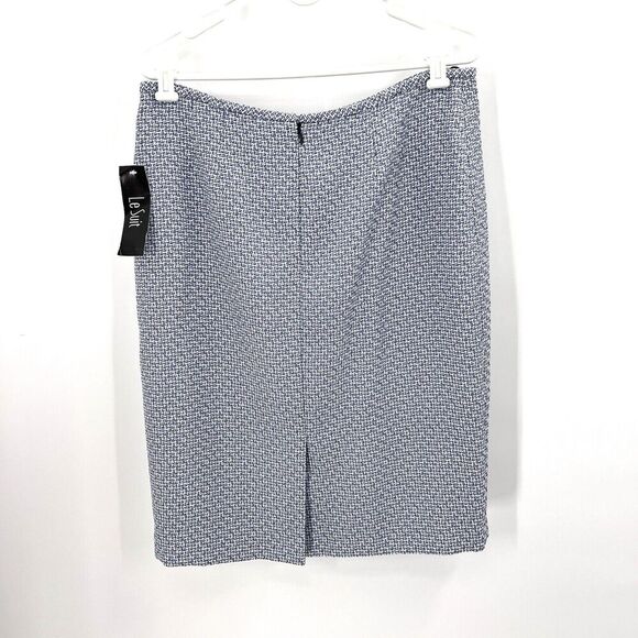 LE SUIT 2 PC Blue Black Blazer Jacket Skirt Suit Set Executive Career - Picture 6 of 8